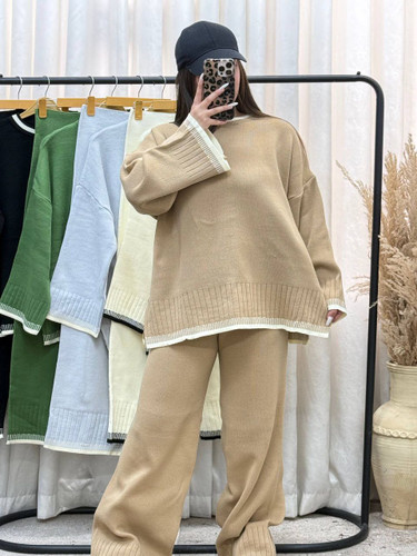 ست بلوز شلوار بافت فول بگ زنانه کد 2268