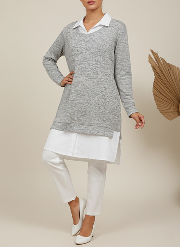 بلوز طرح دوتکه زنانه کد 1076