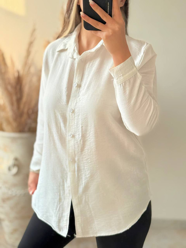 شومیز بیسیک سفید نمای کناری