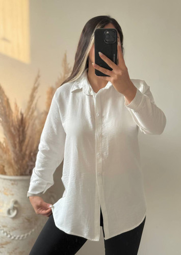 شومیز زنانه مدل بیسیک سفید کد 3055