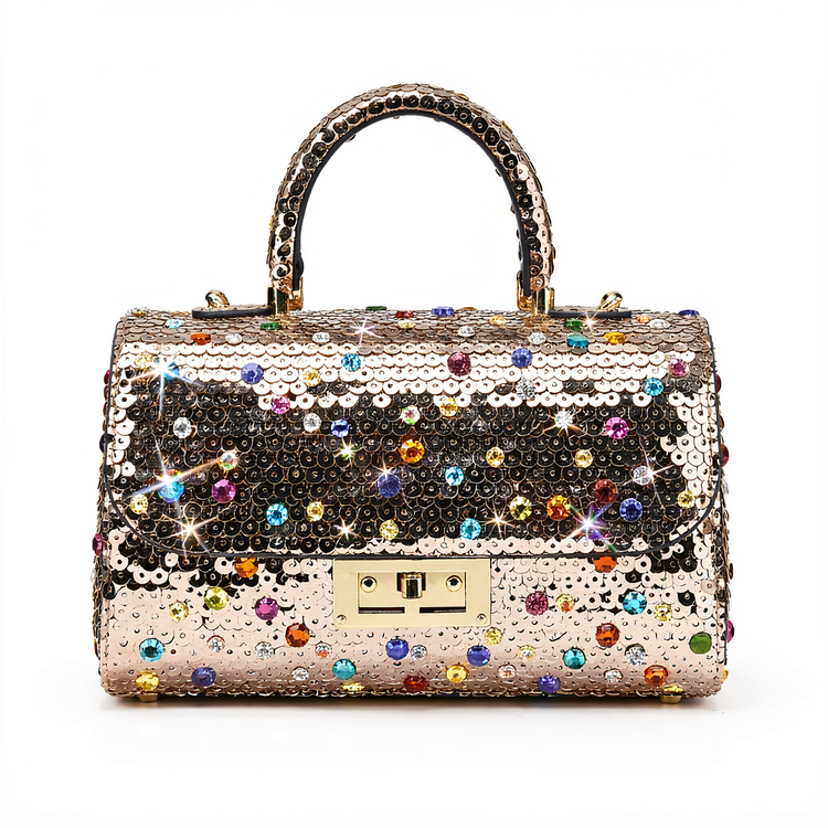 کیف زنانه کوچک تمام نگین نمای کناری