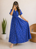 پیراهن ساحلی بلند طرحدار زنانه برند H&M اورجینال (جلو دکمه دار کمبربندی) کد 4013