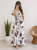 پیراهن ساحلی بلند طرحدار زنانه برند H&M اورجینال (جلو دکمه دار کمبربندی) کد 4013