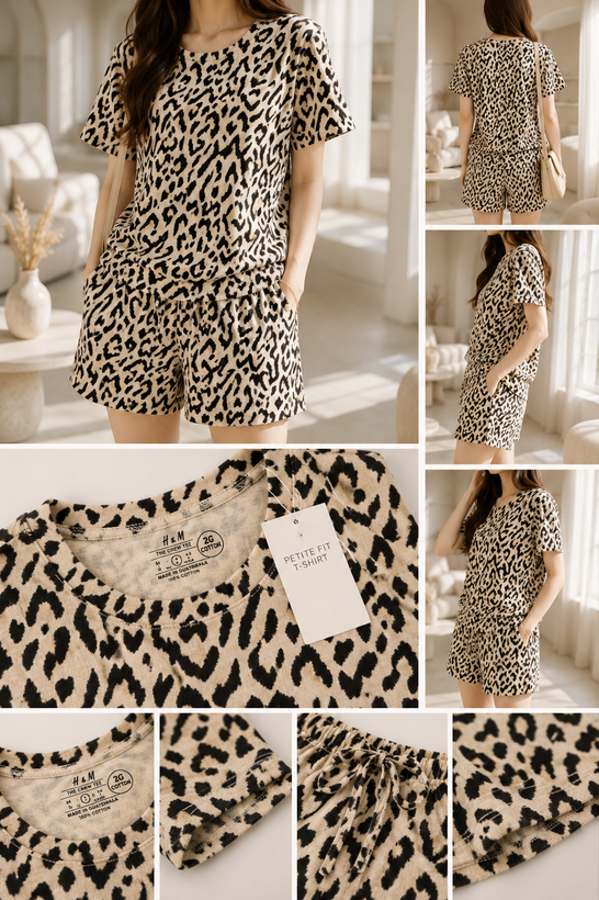 تیشرت و شرتک طرحدار زنانه برند H&M اورجینال کد 4010